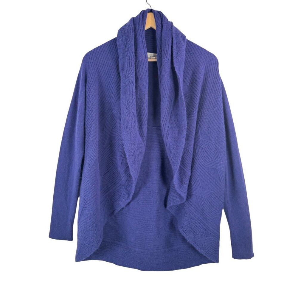 Kinross Cashmere relaxed batwing cardigan dark blue purple money preppy sz S